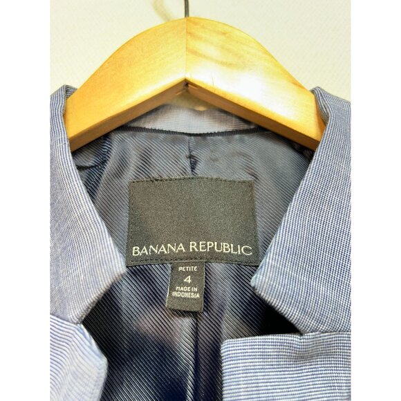 Banana Republic Inverted Collar Blazer Jacket Womens 4 Petite Blue One Button - Picture 3 of 13